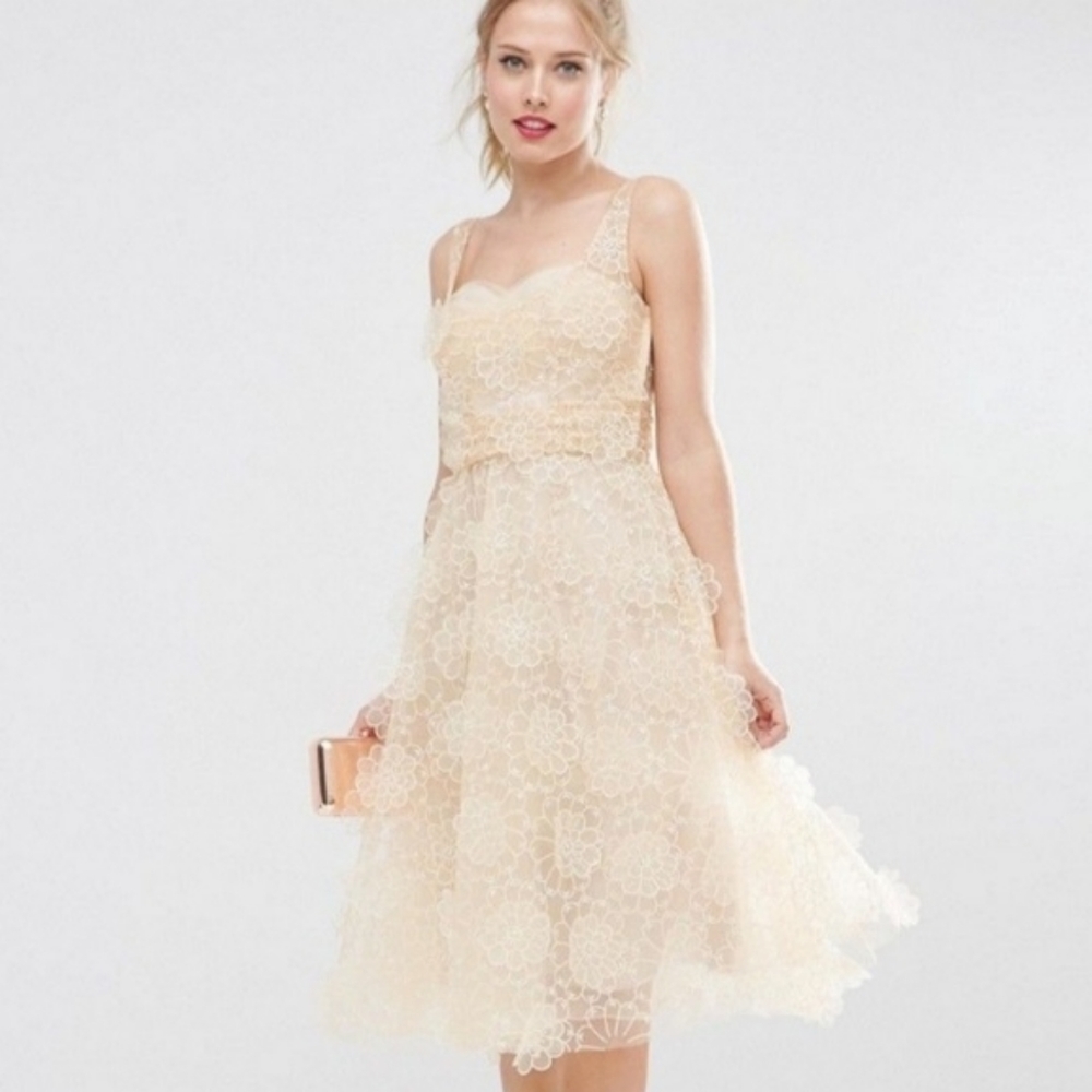 ASOS Salon 3D flower dress. Organza. Size 12.